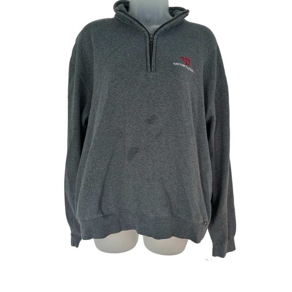 University of Dayton Flyers Gray Quarter 1/4 Zip Pull over Sweatshirt Sweater L